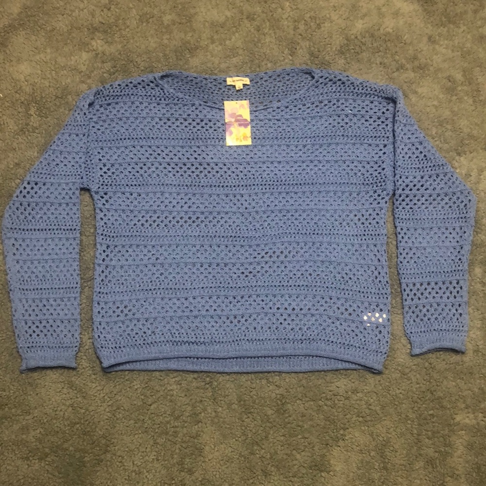 EE Some Periwinkle Crochet Open Knit Sweater size - large